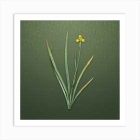 Vintage Iris Martinicensis Botanical on Lunar Green Pattern n.0198 Art Print