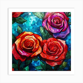 Stained Glass Roses 5 Art Print