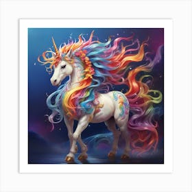 Unicorn With Rainbow Mane Art Print