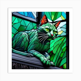 Cat, Pop Art 3D stained glass cat superhero limited edition 28/60 Art Print