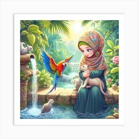 Girl With Stream Art Print