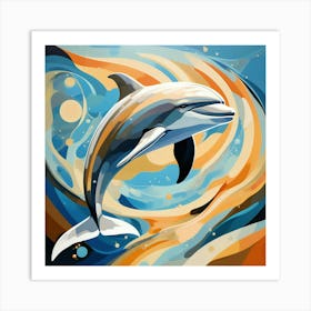 Abstract modernist Dolphin 6 Art Print