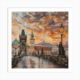 Charles Bridge At Sunset Art Print