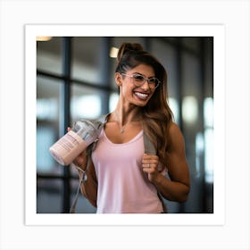 Woman Holding A Protein Shake Art Print