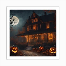 Halloween Haunted House Art Print