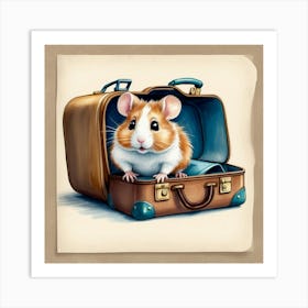 Hamster In Suitcase Art Print