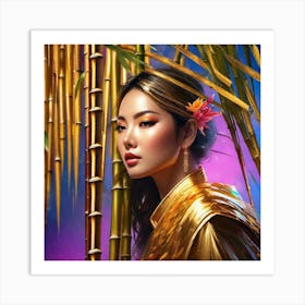 Asian Woman In Gold Art Print