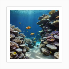 Tropical Fish in a Crystal Clear Ocean Coral Reef Art Print