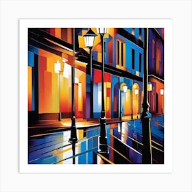 Night On The Street 1 Art Print