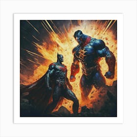 Supernova Showdown Clash Of Heroes In The Explosive Abyss Art Print