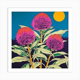 Globe Amaranth 2 Pop Art Illustration Square Art Print