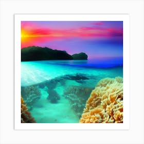 Sea Ocean Landscape Water Transparent Clean Corals Tropics Exotic Vacation Nature Travel Art Print