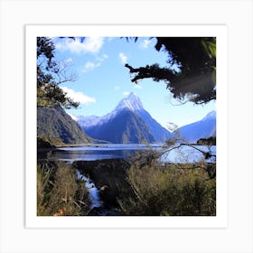 Milford Sound mountain in New Zealand Art Print