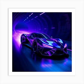 Futuristic Car In A Tunnel Art Print