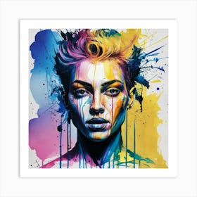 Color Splashed Woman Art Print