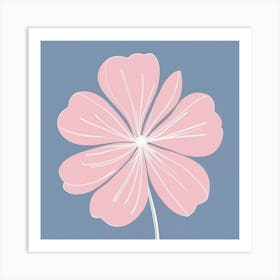 A White And Pink Flower In Minimalist Style Square Composition 708 Art Print