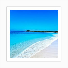 Crystal Clear Turquoise Waters Gently Lap Upon A Sun Drenched Undisturbed Sandy Beach With A Prist (4) Art Print