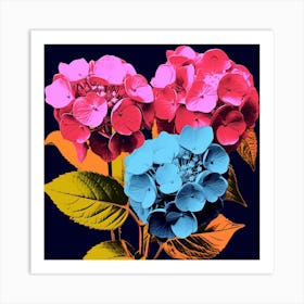 Andy Warhol Style Pop Art Flowers Hydrangea 2 Square Art Print