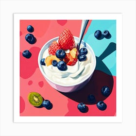 Yogurt And Kiwi Painting Milkshakes Art Print