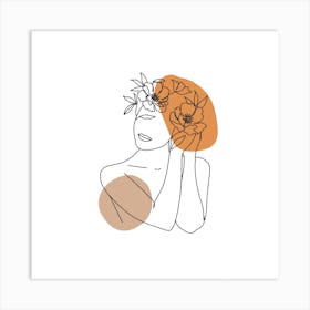 Woman With Flowers In Her Hair Art Print