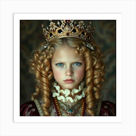 Portrait Of A Little Girl In A Crown Art Print