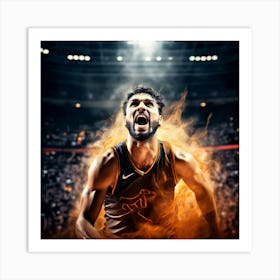 Court Arena Sport Basketball Professional Game Net Ball Point Action Background Man Prof (7) Art Print