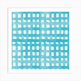 Watercolor Pastel Blue Grid Art Print