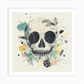 Skull And Flowers 8 Art Print