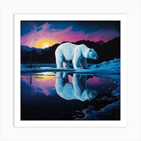 Polar Bear At Night Art Print