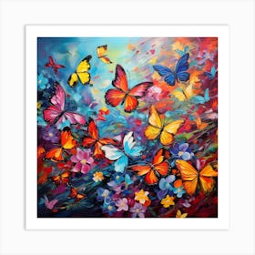 Butterflies And Flowers 1 Art Print