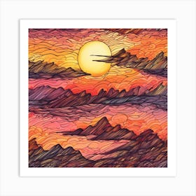 Sunset In The Mountains Art Print