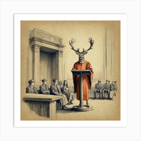 Deer In Court Art Print