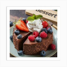 Chocolate Cake With Berries Art Print