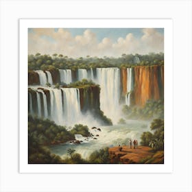 Iguazu Falls #1 vintage oil painting style Art Print