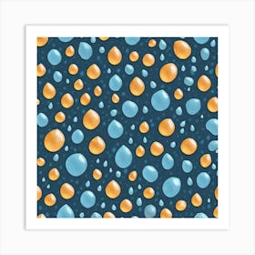 Seamless Pattern With Raindrops Art Print