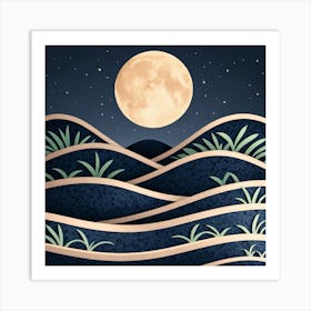 Moon Over The Sea Art Print