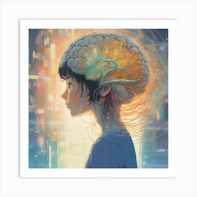 Girl With A Brain 2 Art Print