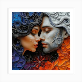 3d Man And Woman Art Print