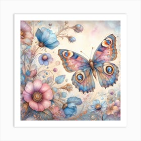 Watercolour Butterfly in Pastel Shades III Art Print