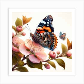 Butterfly On Blossoms Art Print