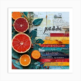 Saturday Morning, Produce An Eclectic Collage Combining Calligraphy Textured Paint Swatches And Cut Out Elements Art Print