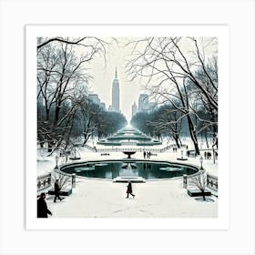 Central Park In The Snow 2 Art Print