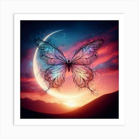 Butterfly On The Moon Art Print