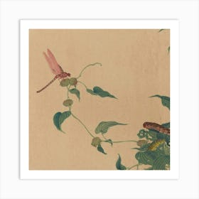 Dragonfly On A Leaf Art Print