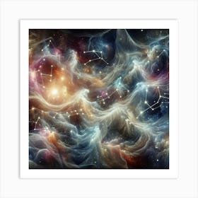 Constellations In Space, Stargazer's Dreams: Constellations Reimagined in Woven Light Art Print