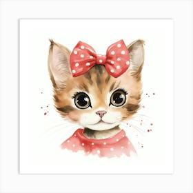 Cute Kitten Watercolor Painting Art Print