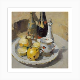 DINNER PLATE OIL PAINTING Art Print