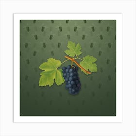 Vintage San Columbano Grapes Botanical on Lunar Green Pattern n.1135 Art Print