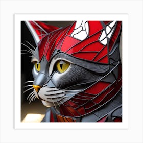 Cat, Pop Art 3D stained glass cat superhero limited edition 5/60 Art Print