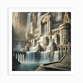 Cascade Sovereignty Central Waterfall Citadel Art Print